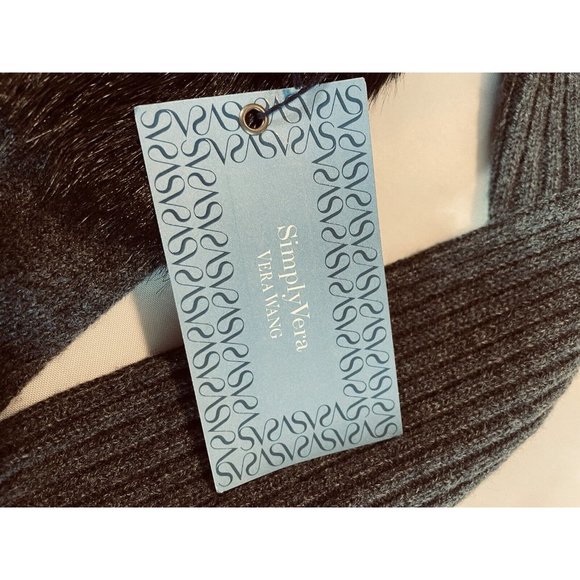 Simply Vera Vera Wang dark gray size XS cardigan sweater Plush Faux Fur - Picture 5 of 10